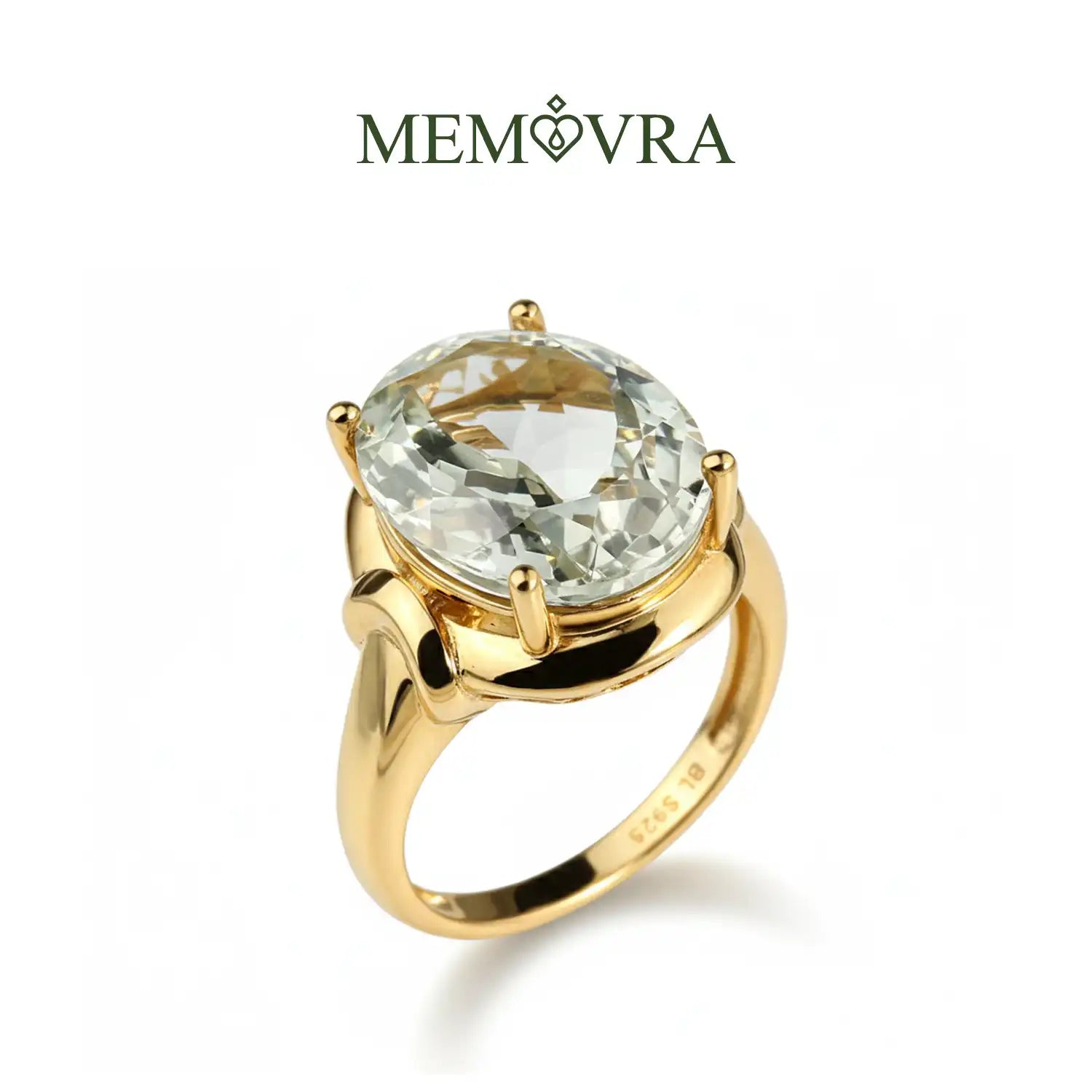 Natural Green Amethyst 12*16mm Sterling Silver Ring